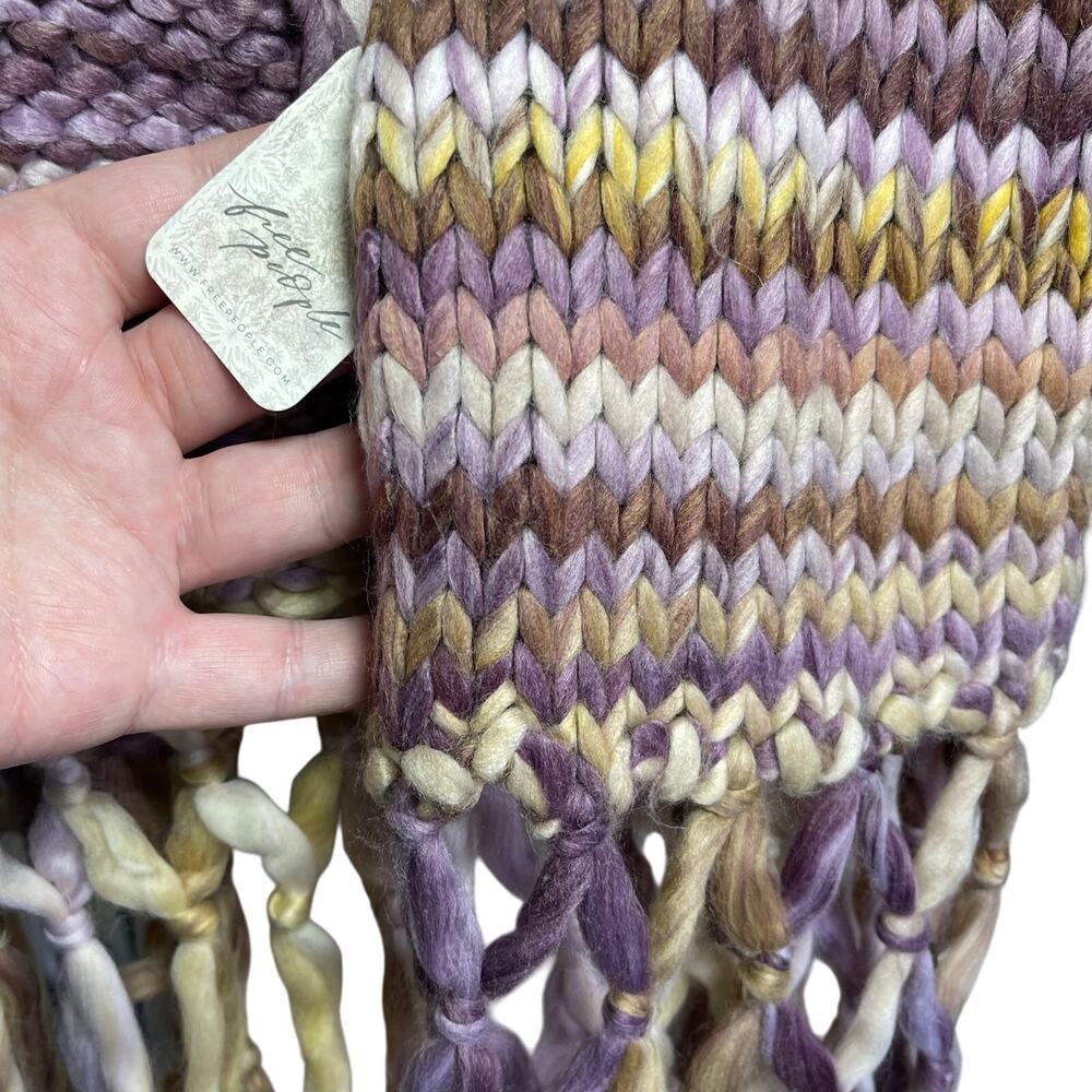 NWT FREE PEOPLE Women’s All Mine Neutral and Lilac Fringed Scarf - Picture 5 of 5